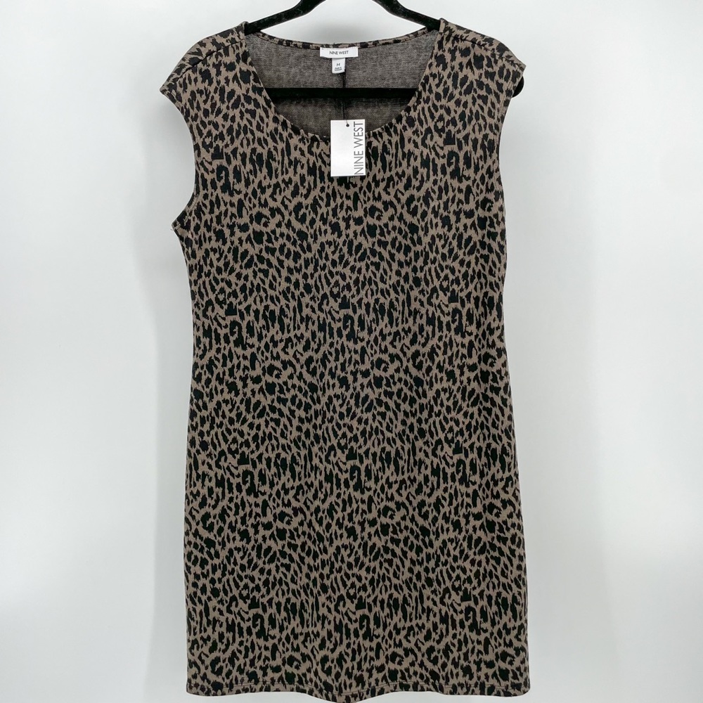 Nine West NWT Brown Leopard Print Knit Dress M